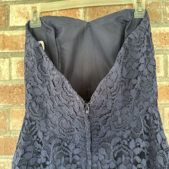 David’s Bridal Marine Blue Lace Bridesmaid Strapless Dress Short Cocktail Size 8 - Picture 6 of 8